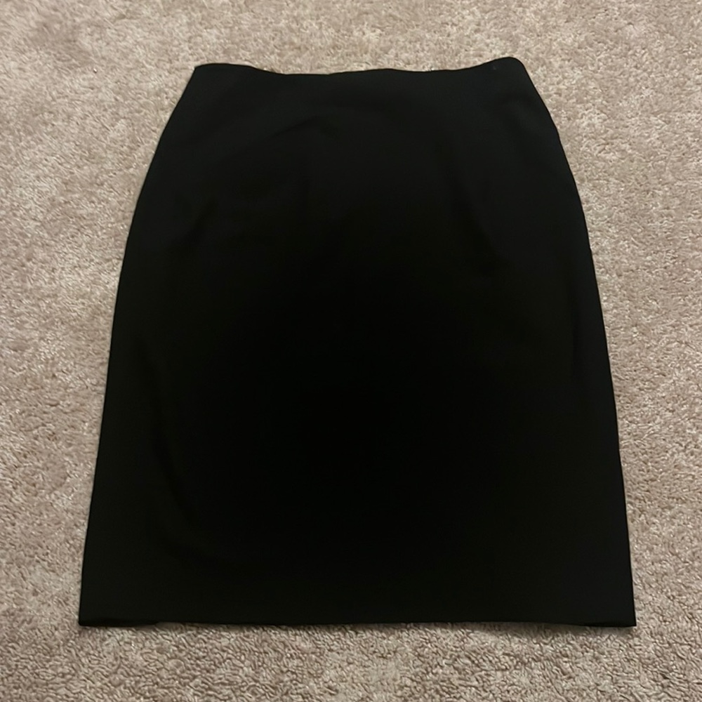 Zara‎ basic black knee length pencil skirt gold zipper size 6